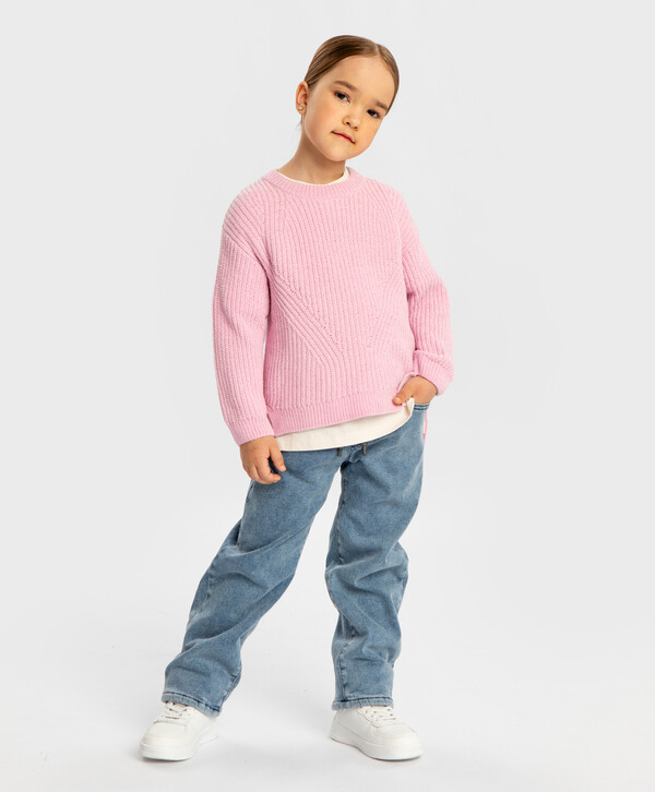 1760 р.  2200 р.  Джинсы утепленные с поясом на резинке синие для девочки Button Blue