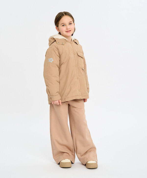 2535 р. 3900 р. Куртка детская демисезонная коричневая на кнопках с двумя капюшонами Button Blue