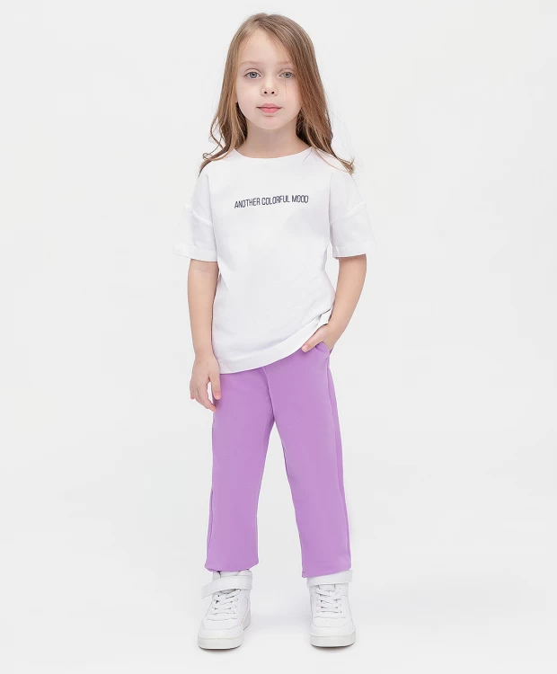 672 р.  840 р.  Брюки из футера сиреневые Button Blue