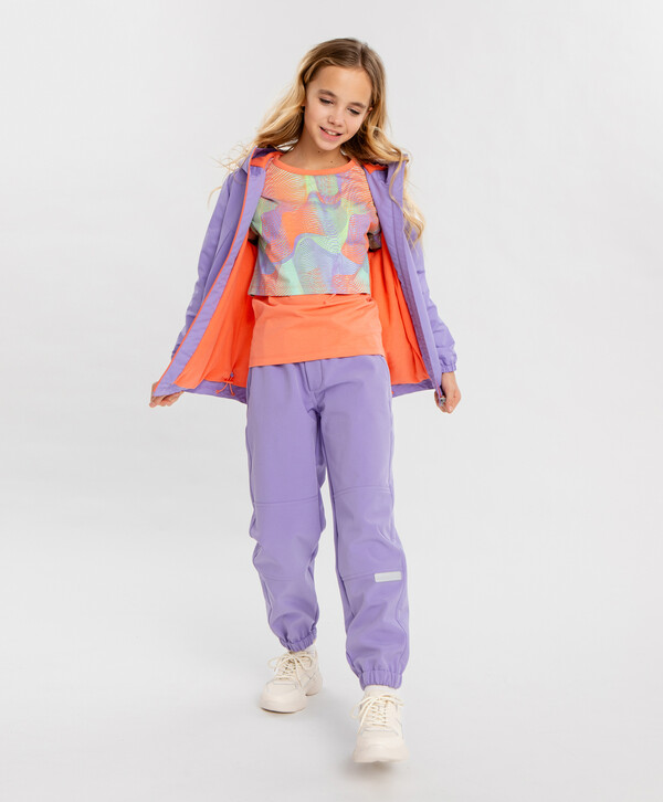 2800 р.  3500 р.  Брюки-джоггеры с поясом на резинке фиолетовые для девочки Button Blue