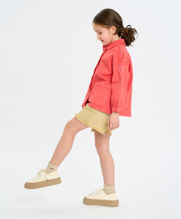 1625 р. 2500 р. Куртка джинсовая на кнопках для девочки коралловая с карманами Button Blue