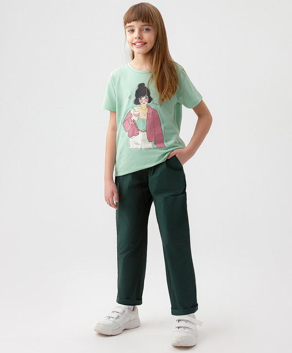 1216 р.  1520 р.  Брюки прямые зеленые Button Blue