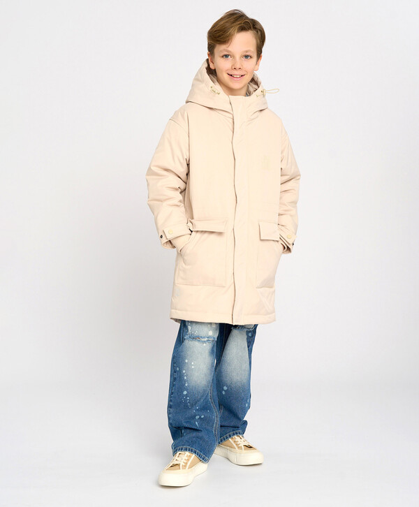3120 р. 4800 р. Парка детская демисезонная молочная с капюшоном Button Blue