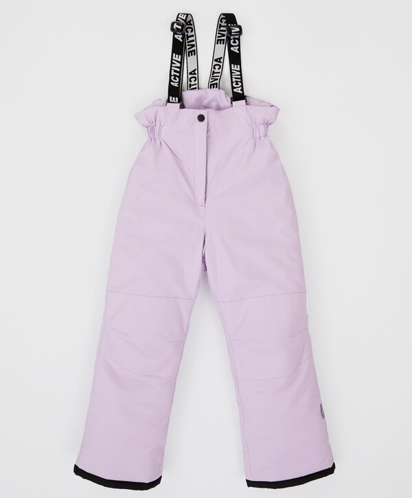 2360 р.  2950 р.  Брюки утепленные зимние на подтяжках непромокаемые фиолетовые для девочки Button Blue