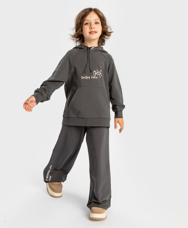 1040 р.  1300 р.  Брюки клеш с принтом серые для девочки Button Blue