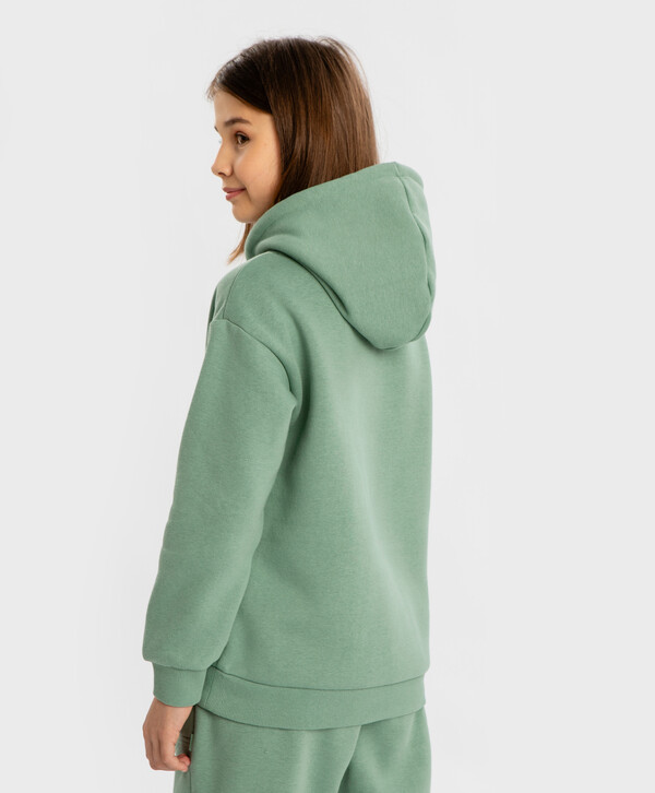 1260 р. 1800 р. Толстовка оверсайз с капюшоном и принтом зеленая для девочки Button Blue