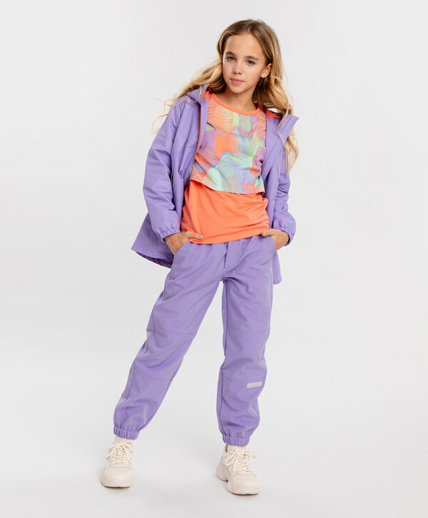 2800 р.  3500 р.  Брюки-джоггеры с поясом на резинке фиолетовые для девочки Button Blue