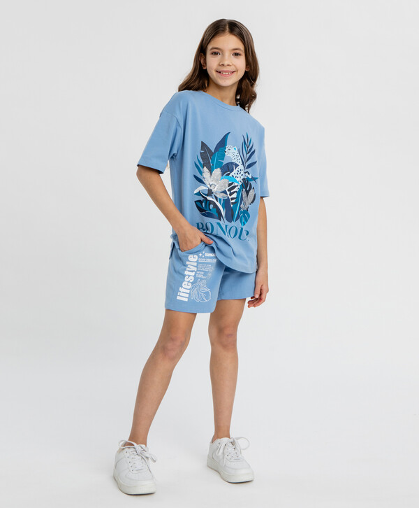 920 р.  1150 р.  Шорты с принтом голубые для девочки Button Blue