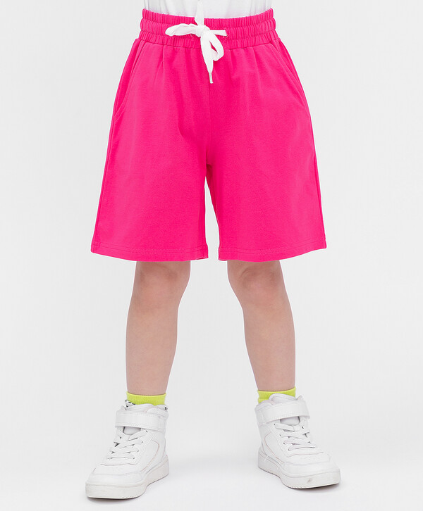 300 р. 600 р. Шорты легкие хлопковые с эластичным поясом для активного отдыха розовые Button Blue