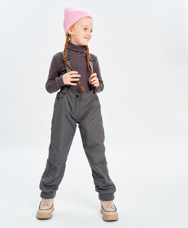 2080 р.  2600 р.  Брюки утепленные демисезонные со съемными подтяжками непромокаемые серые детские Button Blue