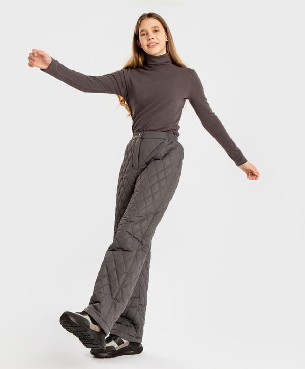 2080 р.  2600 р.  Брюки утепленные зимние стеганые серые для девочки Button Blue