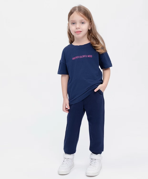 672 р.  840 р.  Брюки из футера синие Button Blue