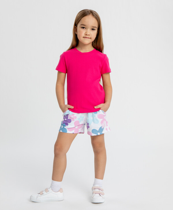 880 р.  1100 р.  Шорты с поясом на резинке с принтом мультицвет для девочки Button Blue