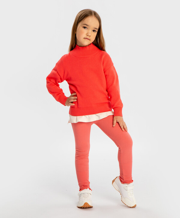 560 р.  700 р.  Лосины с волнистыми краями коралловые для девочки Button Blue