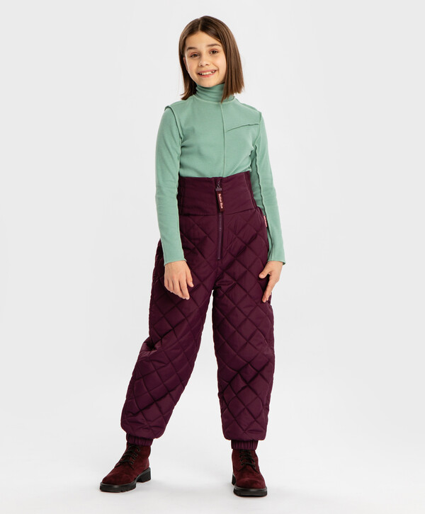 2280 р.  2850 р.  Брюки утепленные демисезонные стеганые с высоким поясом фиолетовые для девочки Button Blue