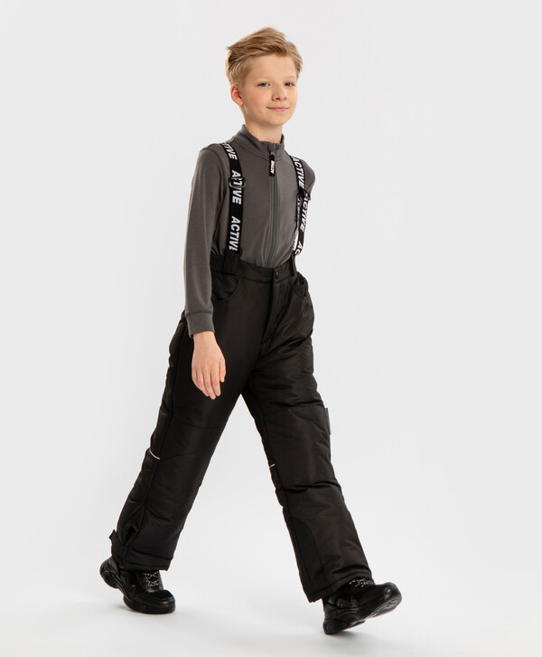 2360 р.  2950 р.  Брюки зимние утепленные со съемными подтяжками черные детские Button Blue