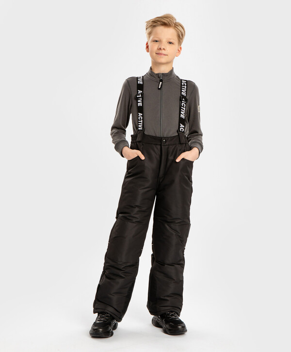 2360 р.  2950 р.  Брюки зимние утепленные со съемными подтяжками черные детские Button Blue