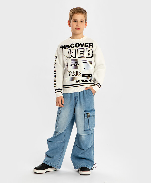 1600 р.  2000 р.  Джинсы широкие Antifit с четырьмя карманами синие детские Button Blue