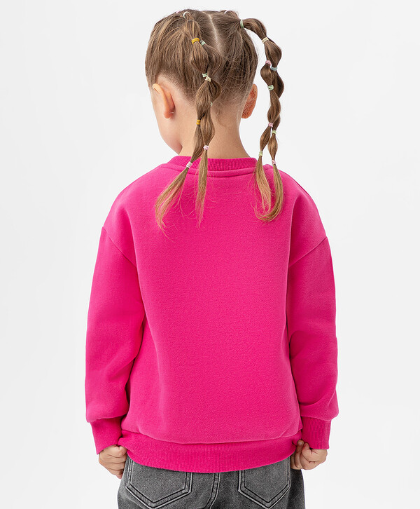 700 р. 1400 р. Свитшот из трикотажа с флисом со спущенным рукавом и большим принтом розовый Button Blue