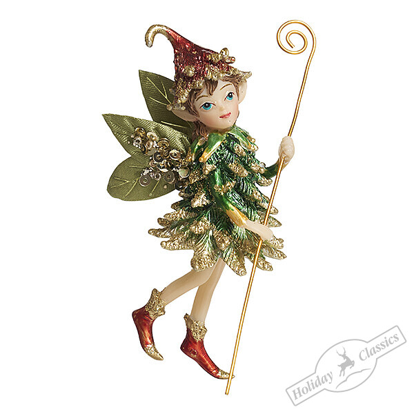 Эльф изумрудный с золотой волшебной палочкой 7,5х5х9 см