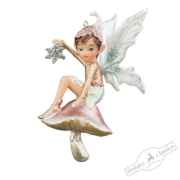 Эльф на розовом грибочке 5х6х9,5 см