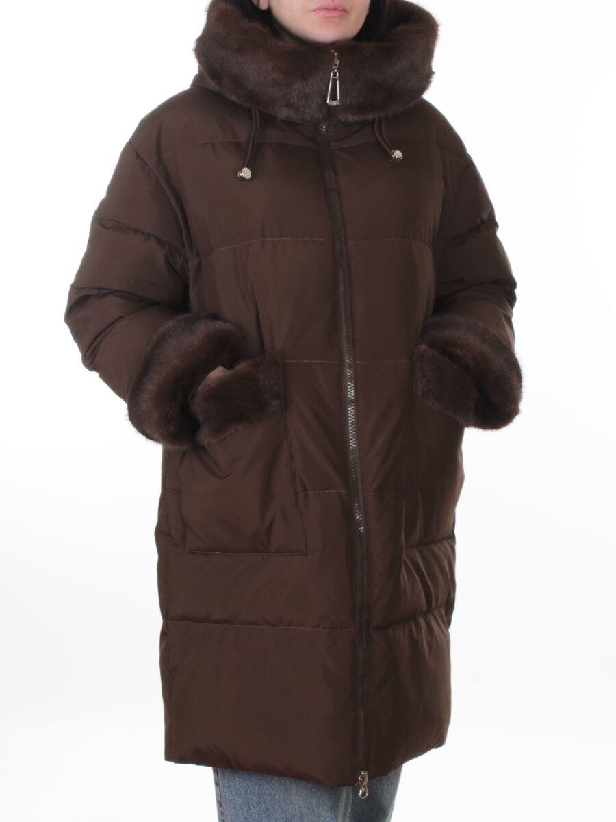 6093 BROWN (COFFEE) Куртка зимняя женская оверсайз (200 гр. холлофайбер)