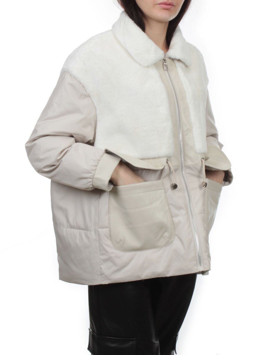 H24-223 LT. BEIGE Куртка демисезонная женская (100 гр. холлофайбер)