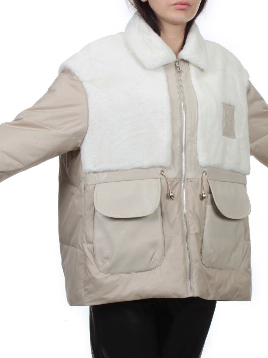 H24-223 BEIGE Куртка демисезонная женская (100 гр. холлофайбер)