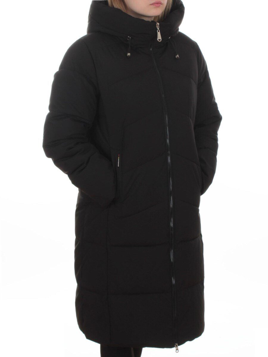 2365 BLACK Пальто зимнее женское (200 гр. холлофайбер)