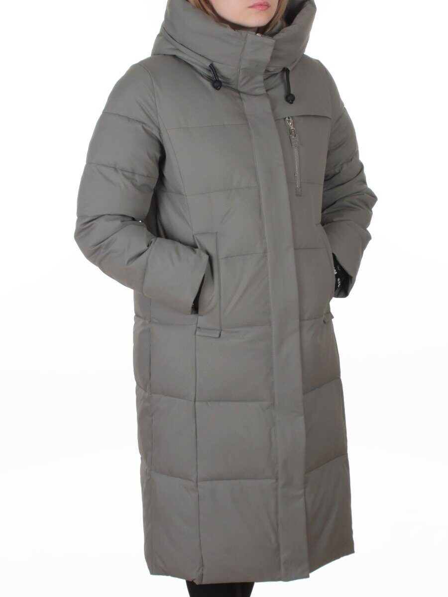 8321 GRAY/GREEN Пальто зимнее женское (200 гр. холлофайбер)