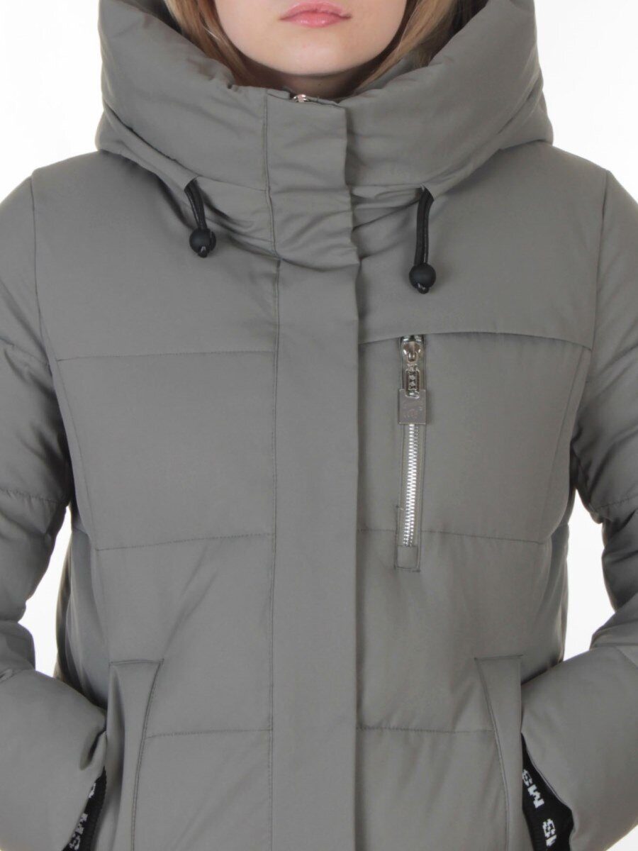 8321 GRAY/GREEN Пальто зимнее женское (200 гр. холлофайбер)