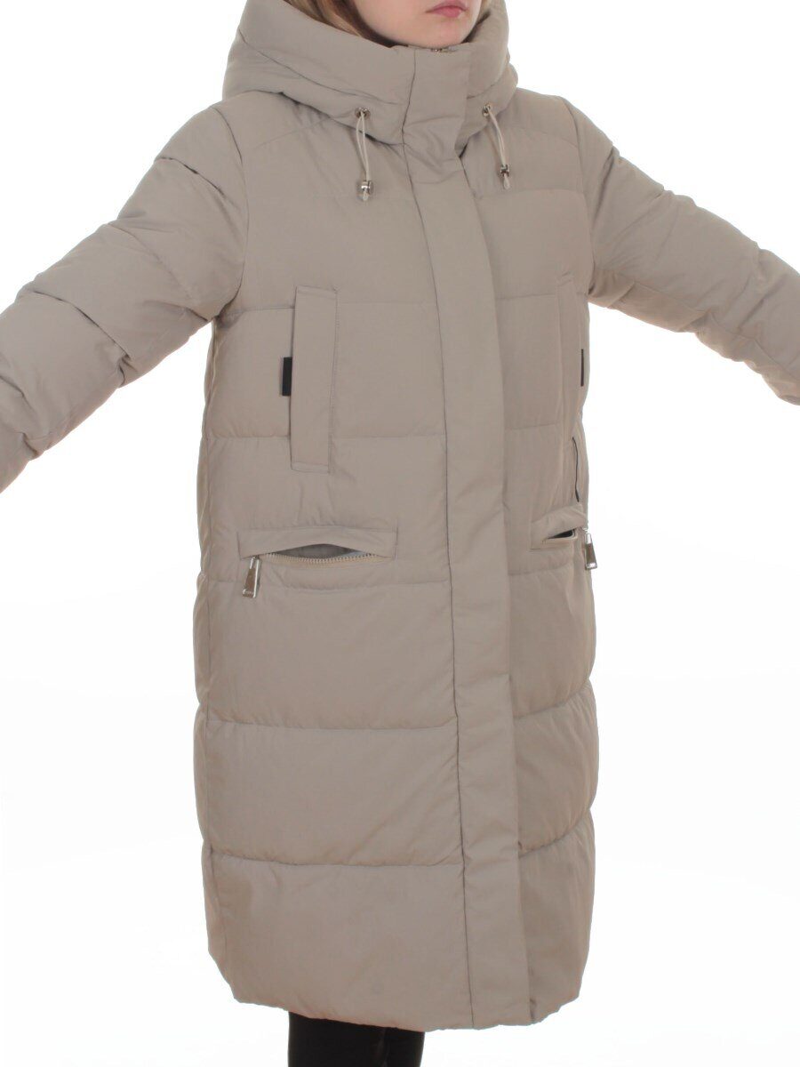 2129 BEIGE Пальто зимнее женское (200 гр. холлофайбер)