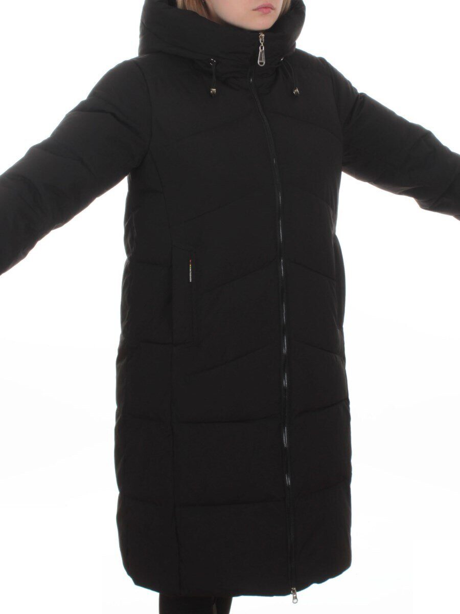 2365 BLACK Пальто зимнее женское (200 гр. холлофайбер)