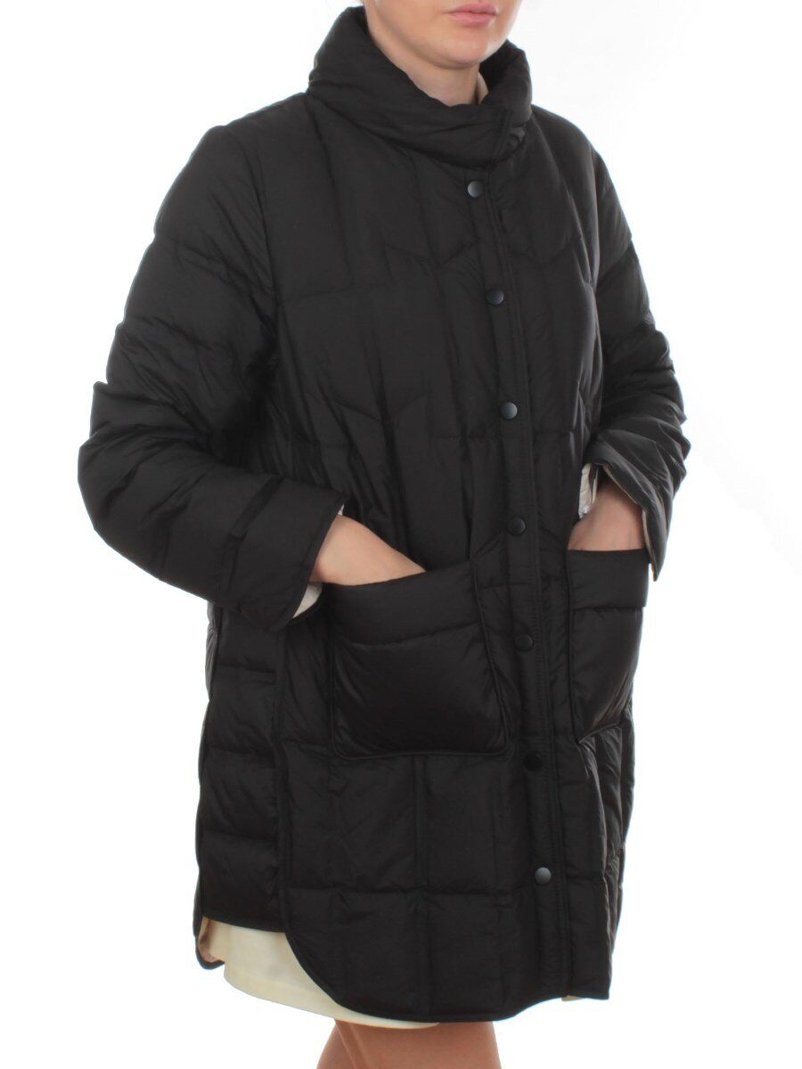 H24-322 BLACK Куртка пуховая облегченная женская (белый утиный пух)