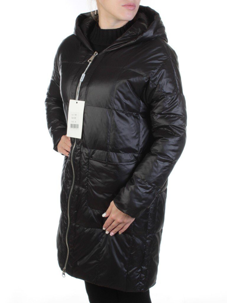8808 BLACK Пальто женское демисезонное (100 гр. синтепон)