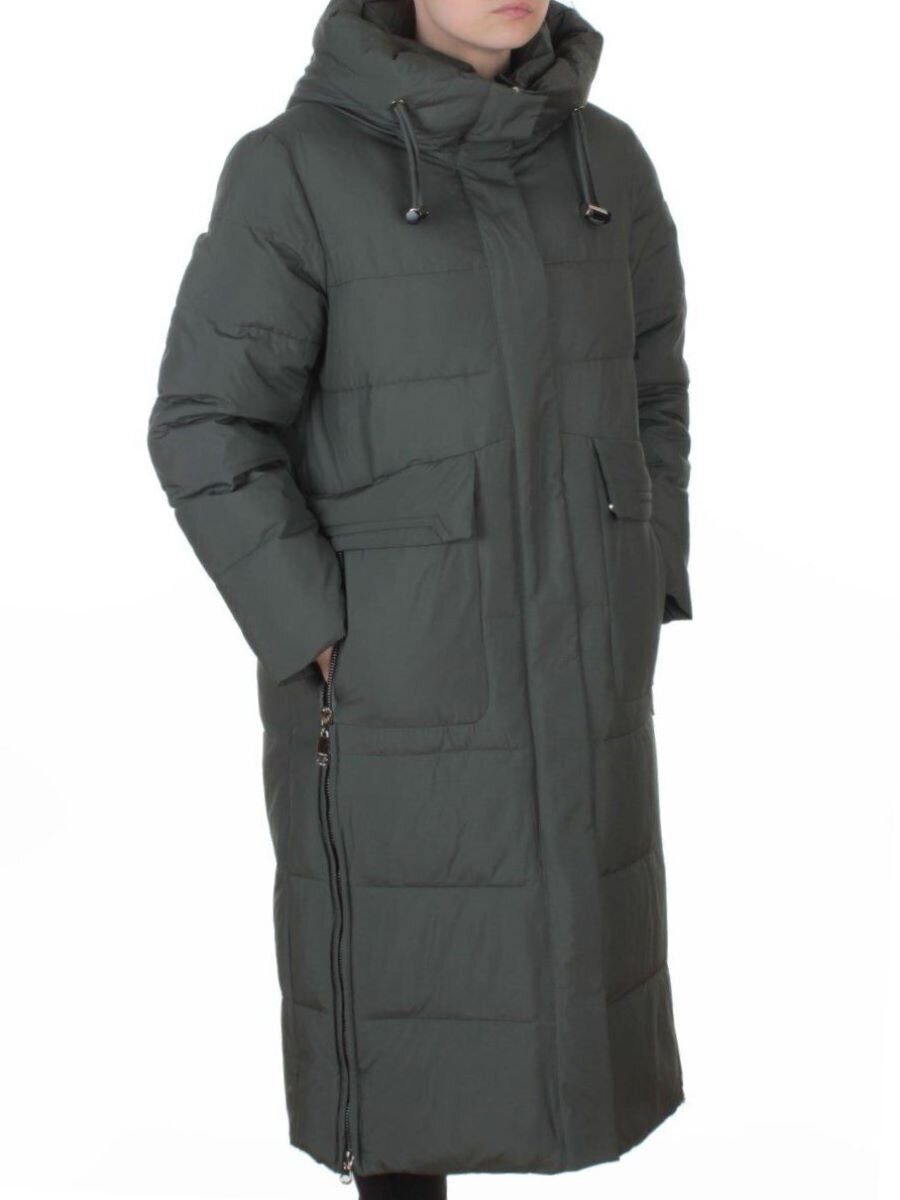 8359 DK. GREEN Пальто зимнее женское (200 гр. холлофайбер)