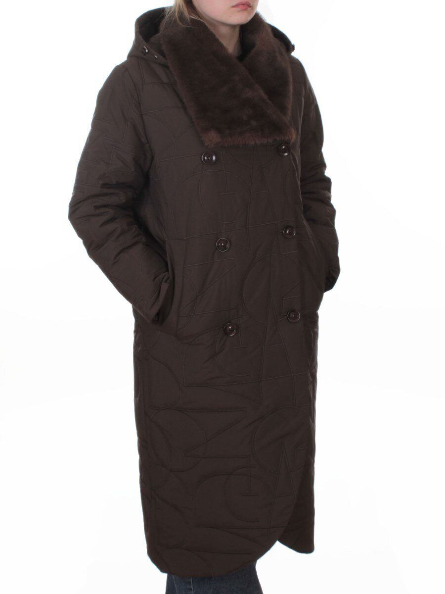A617 BROWN Пальто зимнее женское (верблюжья шерсть, 120 гр. холлофайбер)