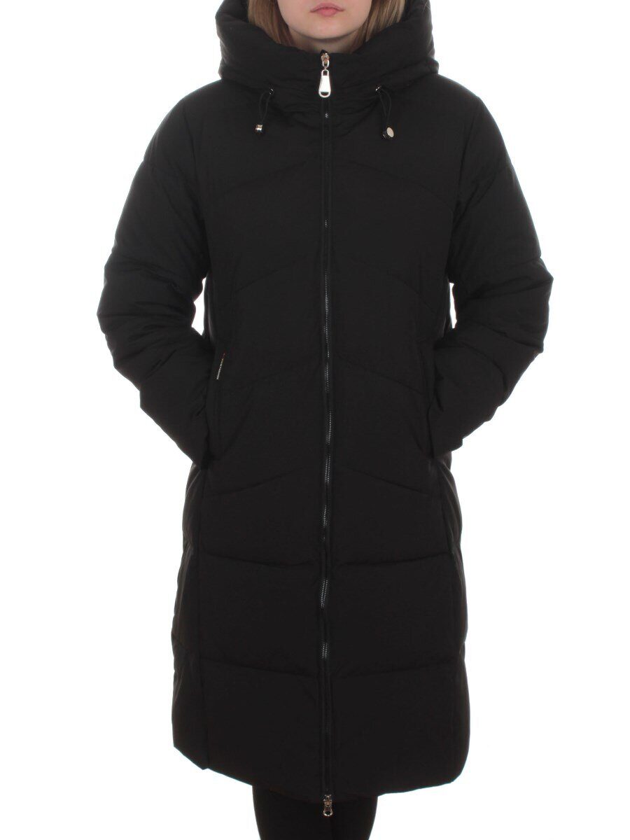 2365 BLACK Пальто зимнее женское (200 гр. холлофайбер)