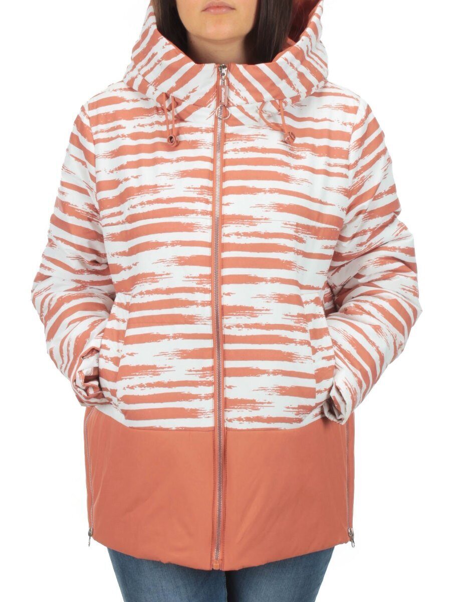 M8295 WHITE/TERRACOTTA Куртка демисезонная женская (100 гр. синтепон) Maria