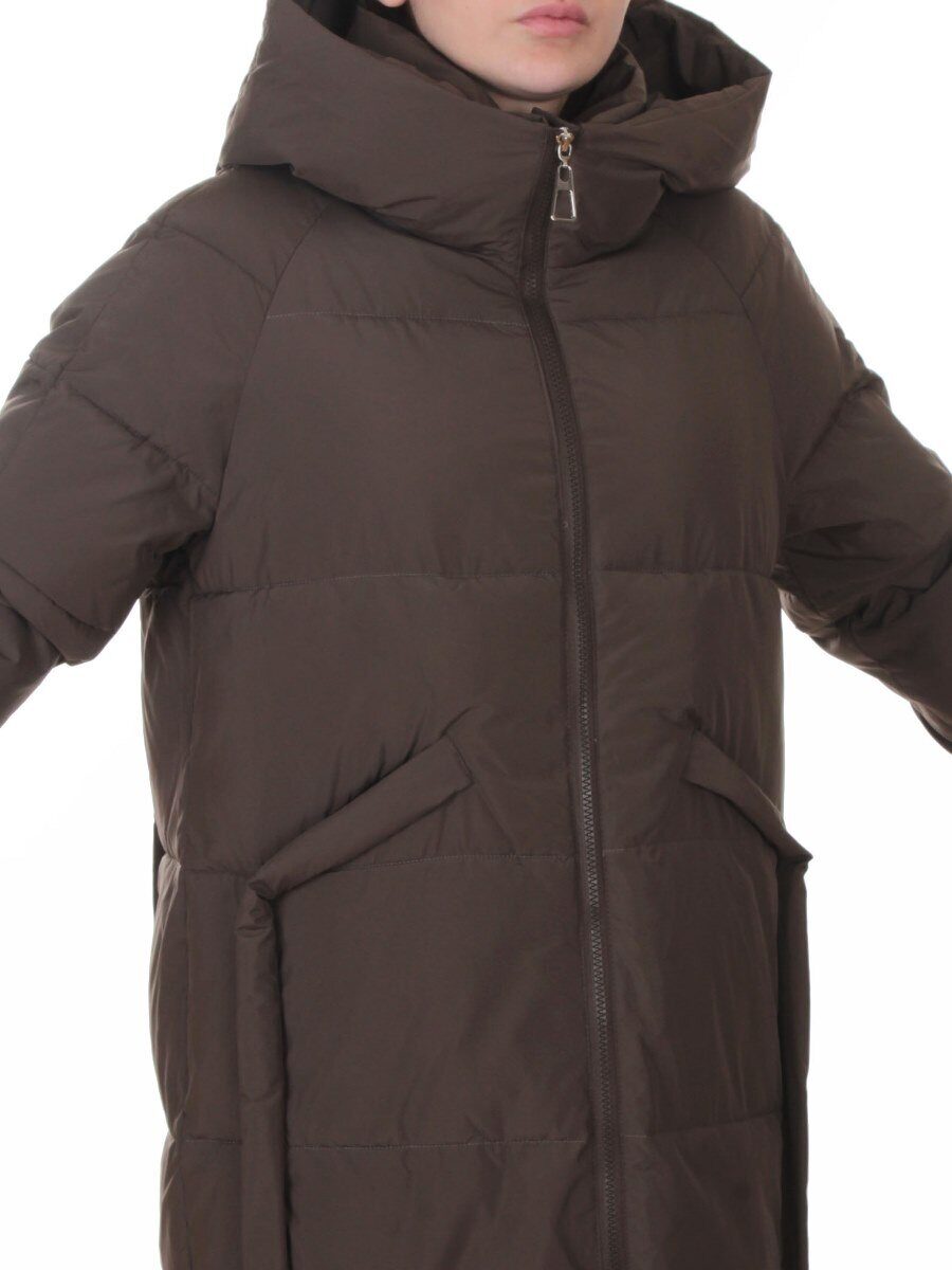 018 GRAY/GREEN Пальто зимнее женское (200 гр. холлофайбер)