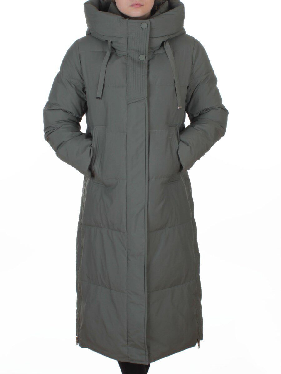 8312 GREEN Пальто зимнее женское (200 гр. холлофайбер)