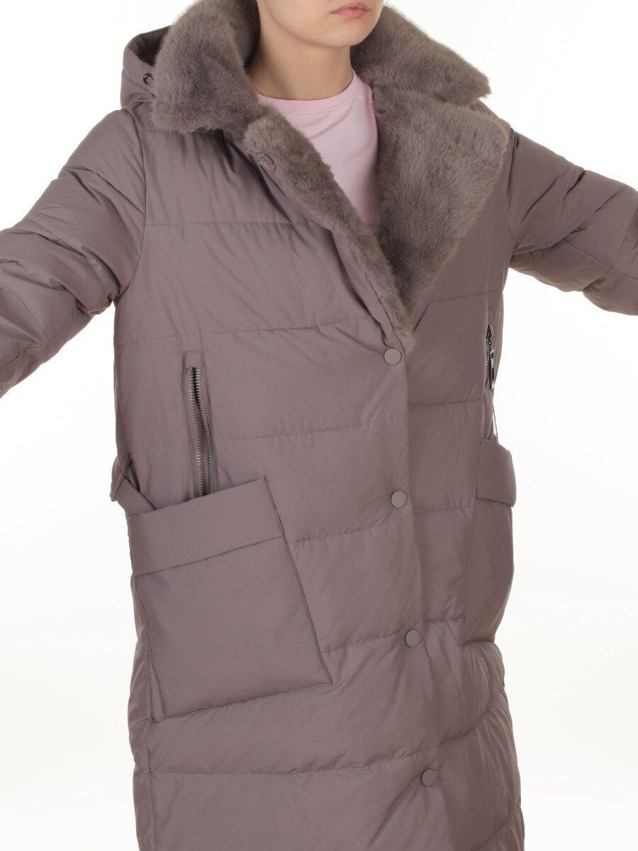8806 GRAY/LILAC Пальто зимнее женское (200 гр. холлофайбер)