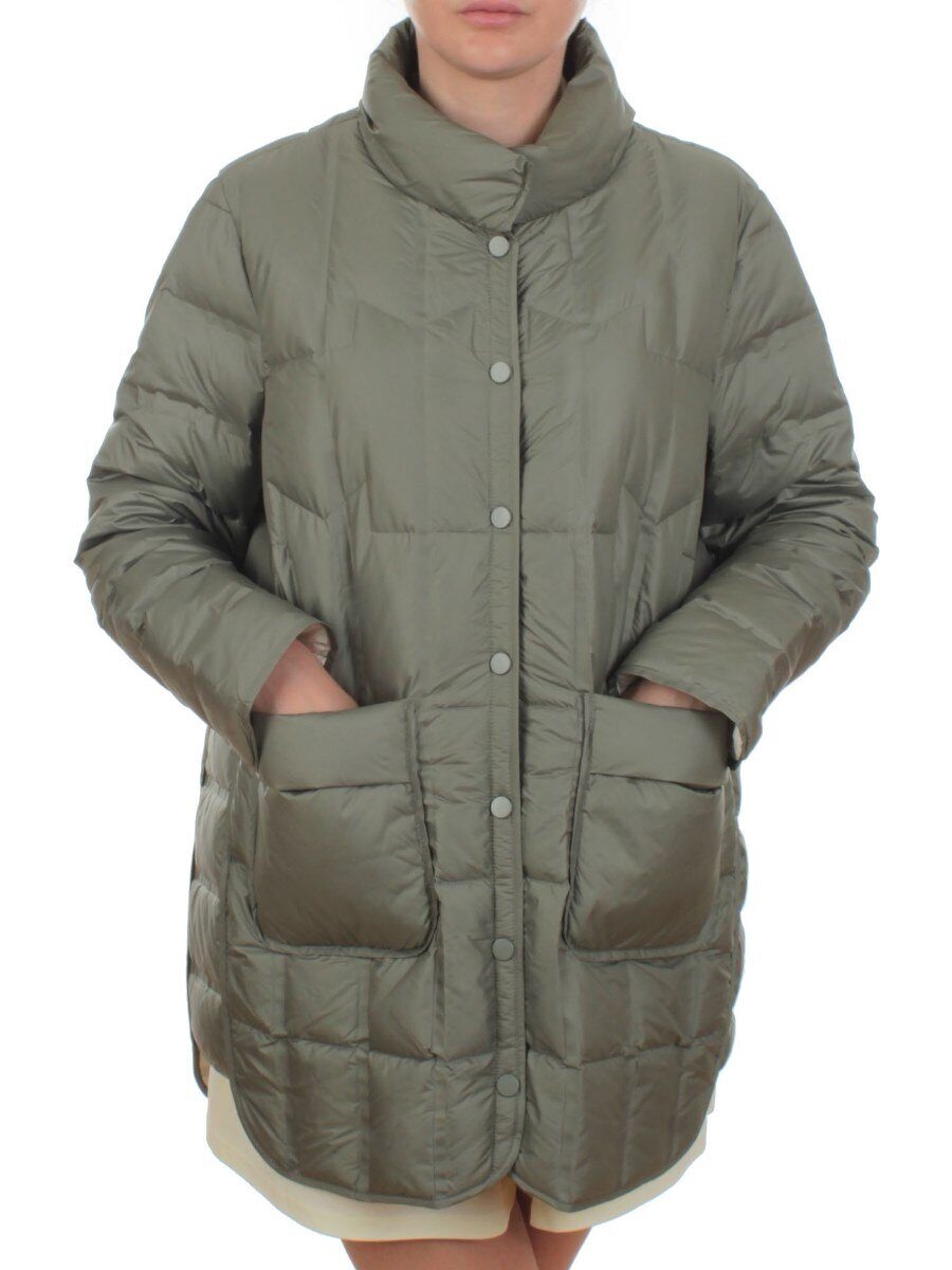 H24-328 GREEN Куртка пуховая облегченная женская (белый утиный пух)