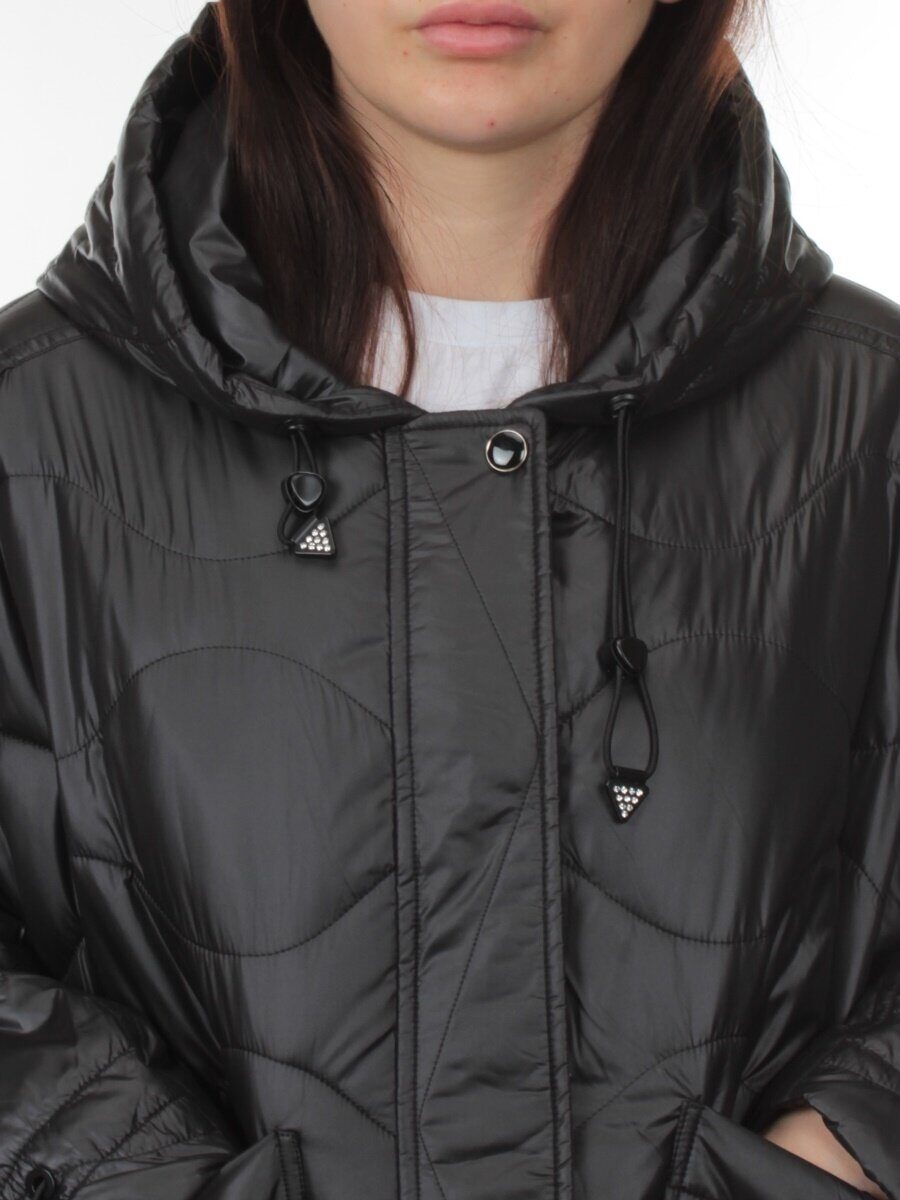 23-022 BLACK Куртка оверсайз демисезонная женская (синтепон 100 гр.)