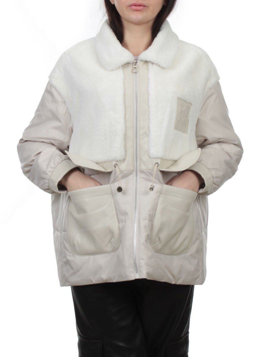 H24-223 LT. BEIGE Куртка демисезонная женская (100 гр. холлофайбер)