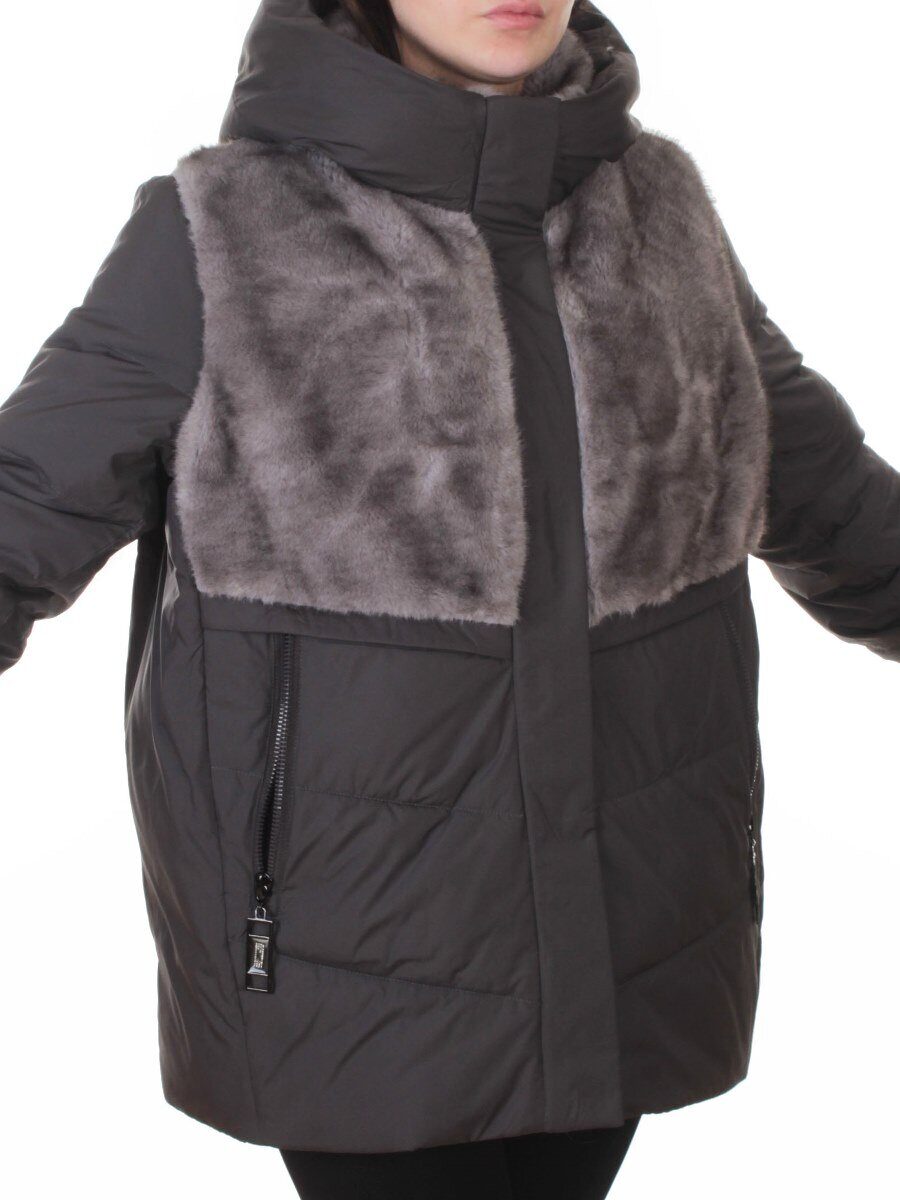 M-8869 DK. GRAY Куртка зимняя женская (150 гр. холлофайбер)