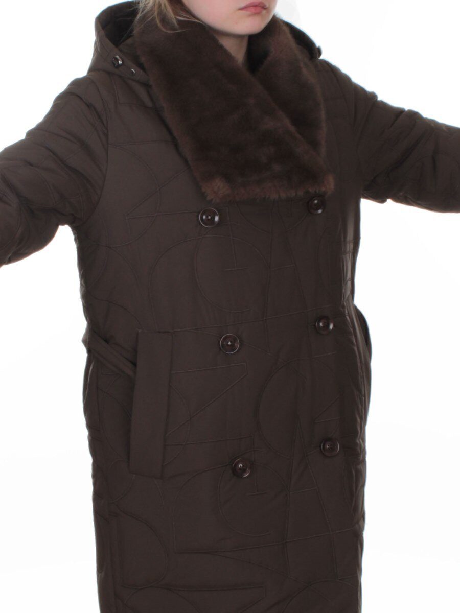 A617 BROWN Пальто зимнее женское (верблюжья шерсть, 120 гр. холлофайбер)