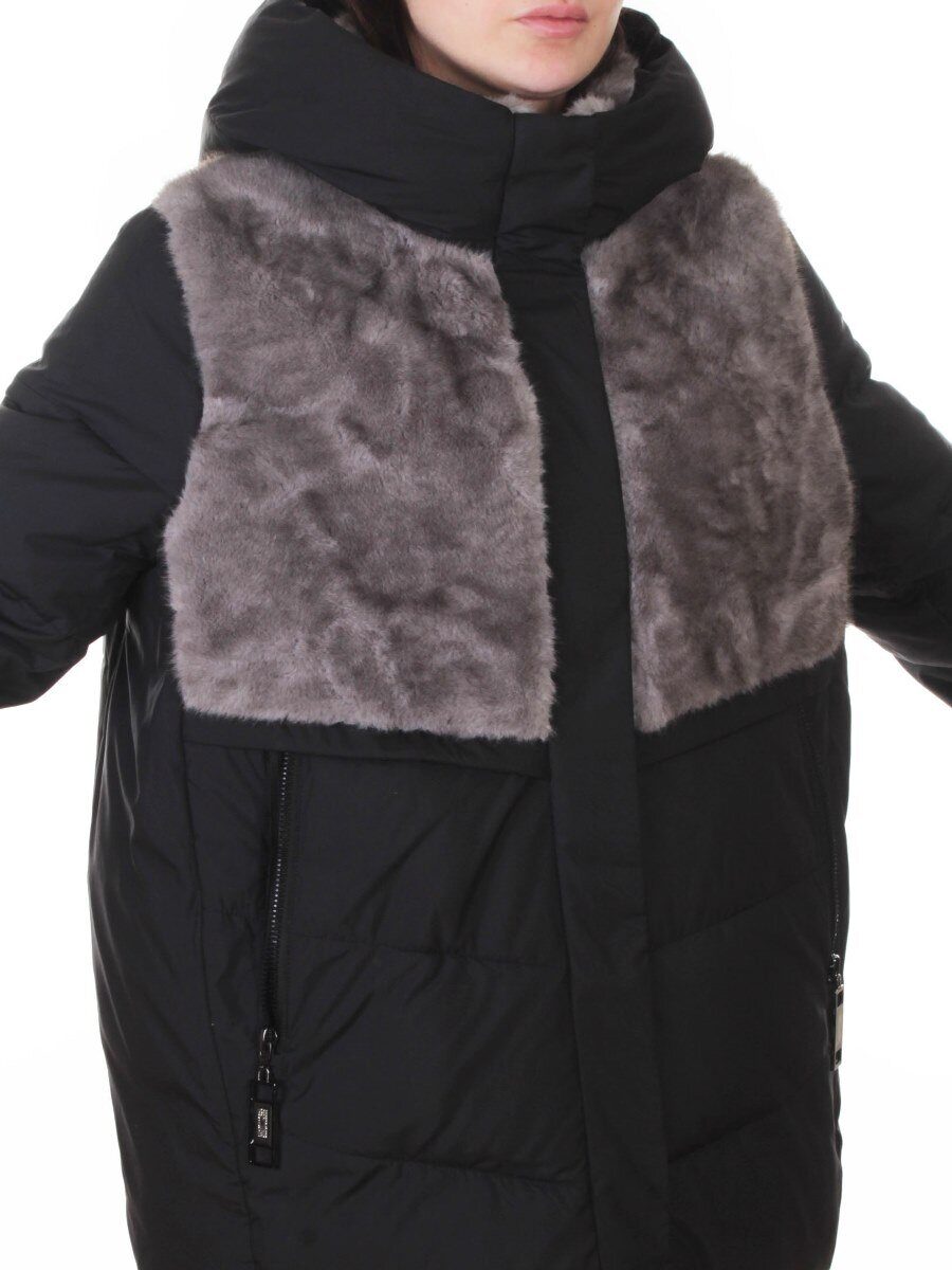 M-8869 BLACK Куртка зимняя женская (150 гр. холлофайбер)