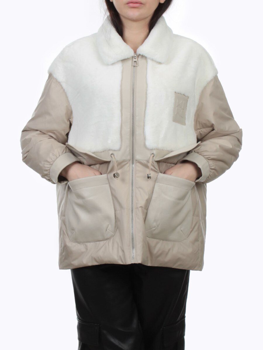 H24-223 BEIGE Куртка демисезонная женская (100 гр. холлофайбер)