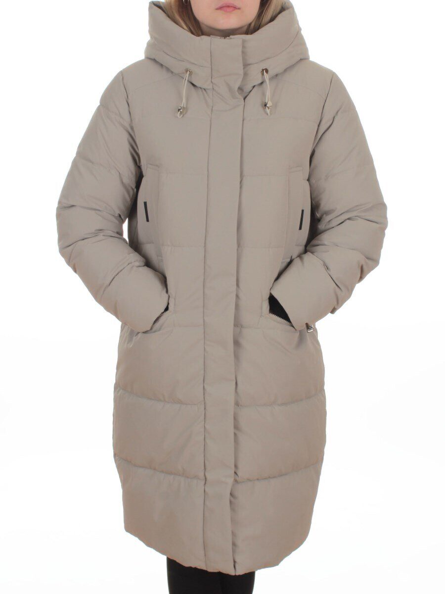 2129 BEIGE Пальто зимнее женское (200 гр. холлофайбер)